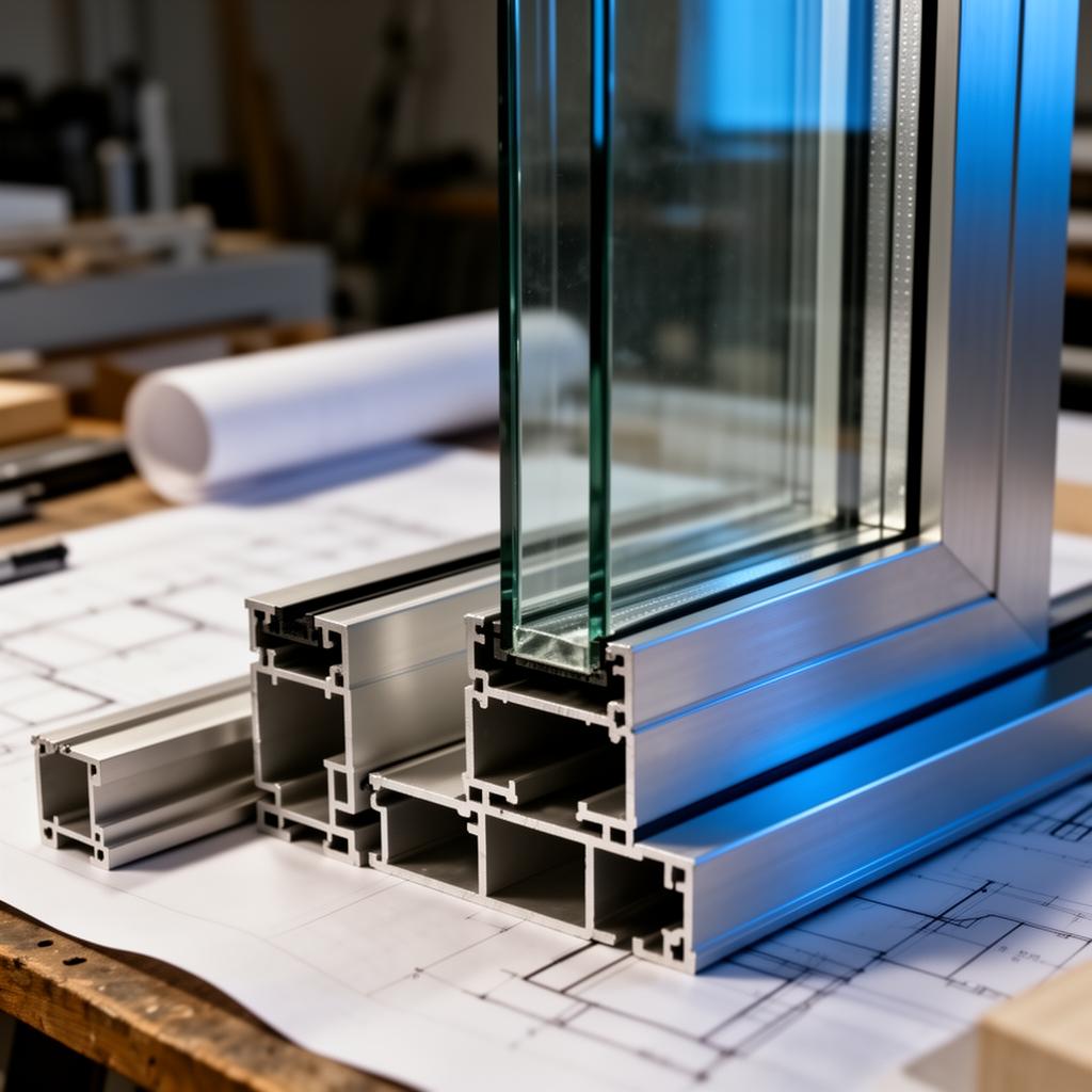 Detalle de perfilería de aluminio y cristal de alta precisión